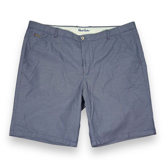 Robert Graham Micro-Check 9" Chino Shorts Navy Blue Casual Summer‎ Mens 42 - Picture 1 of 9